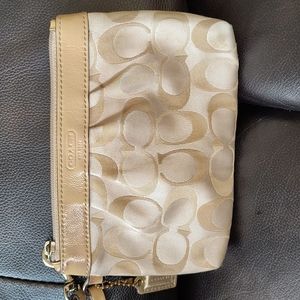 Coach cream wristlet